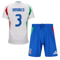 Camiseta Italia Federico Dimarco #3 Visitante Equipación para niños Eurocopa 2024 manga corta (+ pantalones cortos)